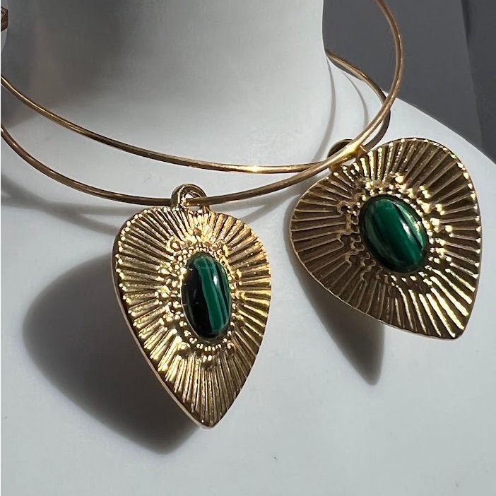 Emerald Leaf Hoops